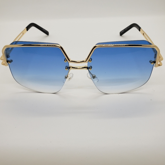 Gold Tone Frame Premium Fashion Aviator Sunglasses Eyewear - Picture 2 of 5